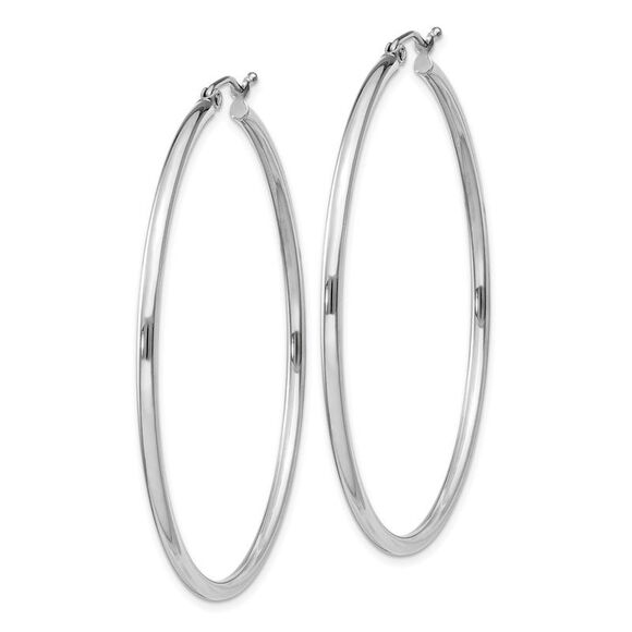 2mm, Sterling Silver, Classic Round Hoop Earrings - 50mm (1 7/8 Inch) - Picture 2 of 5
